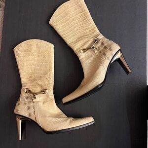 Nando Muzi Croc Embossed Heeled Boots